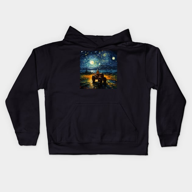 Barnyard Bliss Farmer's Fantasy Tractor And Farmer Starry Night Kids Hoodie by JocelynnBaxter